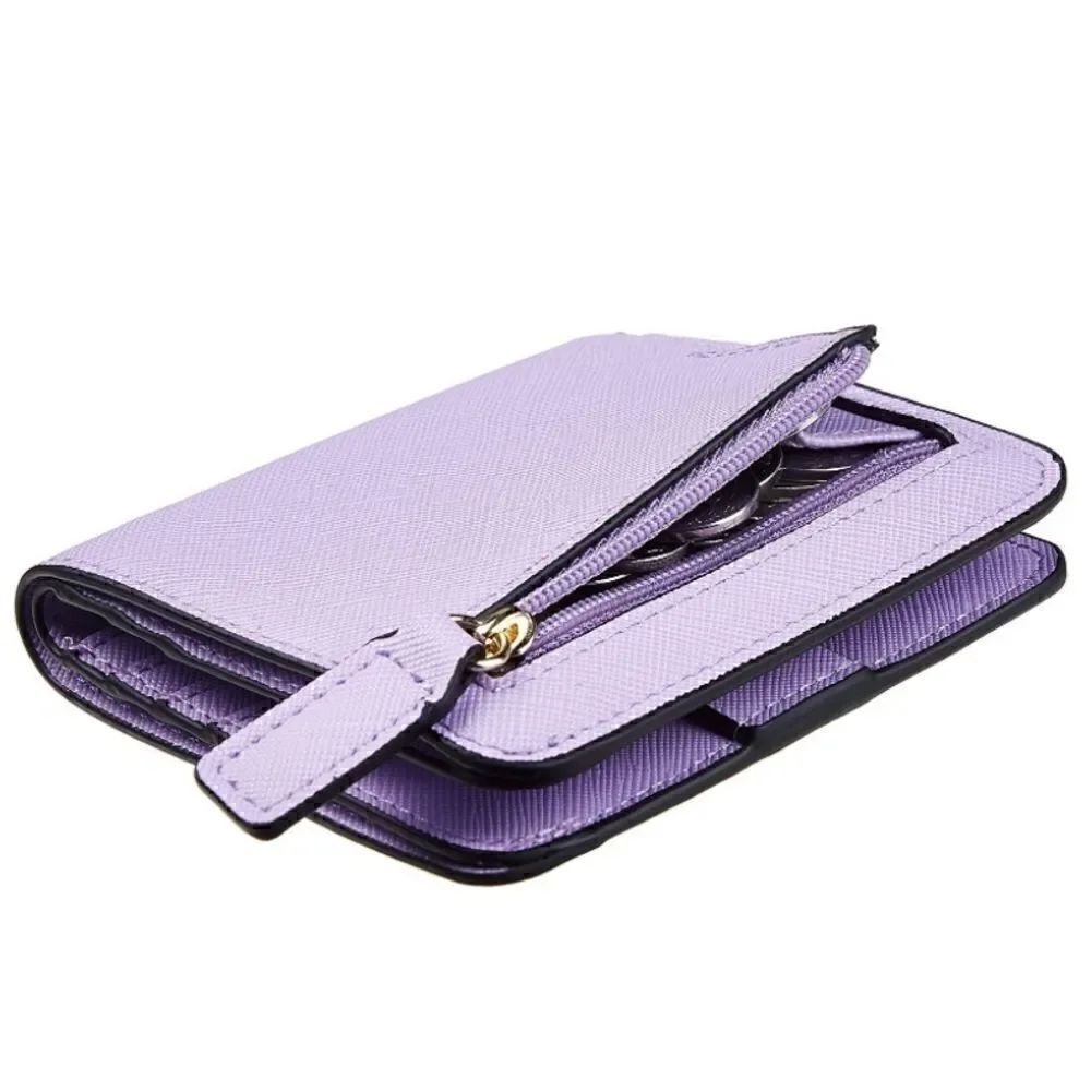 Light Purple Leather Compact Wallet - Picture 2 of 5
